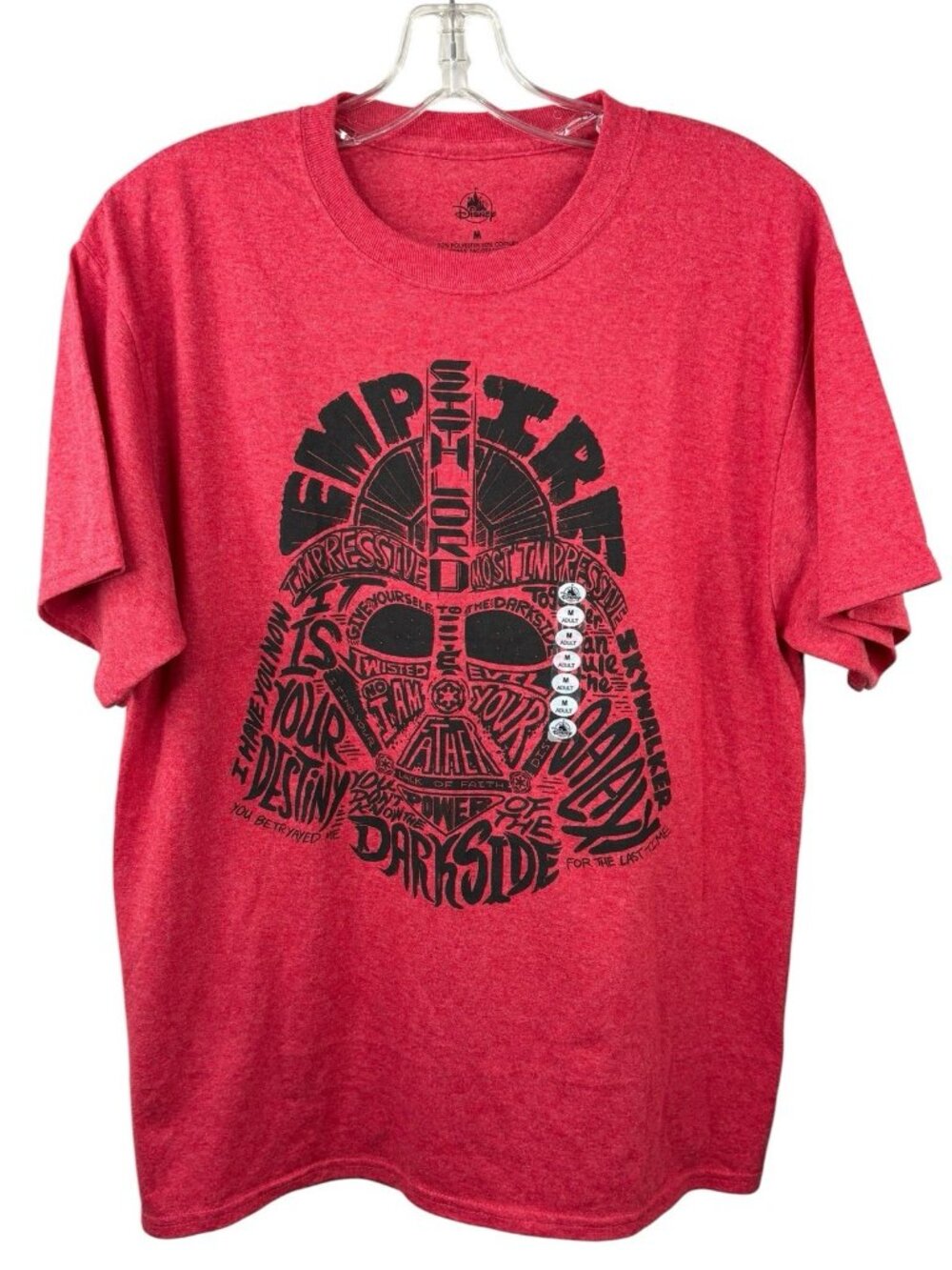 NWT Star Wars Darth Vader Iconic Quotes Red T Unisex Adult M Disney Lucas Films